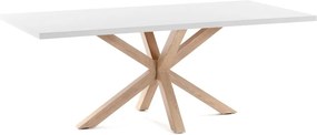 Biely jedálenský stôl s prírodným podnožím Kave Home Arya, 160 x 100 cm