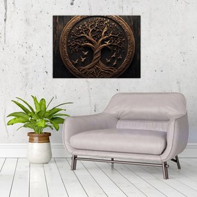 Sklenený obraz – Drevený strom života (70x50 cm)
