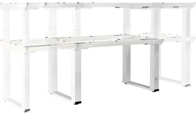 Výškovo nastaviteľný stôl OfficeTech Strong 240 x 80 cm, biela podnož, orech