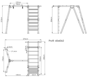 Marbo Sport Oceľová konštrukcia na záhradnú hojdačku s preliezačkou / rebrinami MARBO MO-Z6