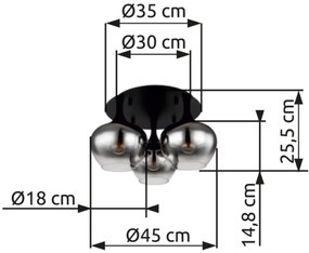 Globo 15548-3D - Prisadený luster MAXY 3xE27/40W/230V čierna