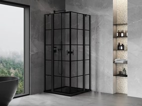 Mexen, Mexen Mist Duo výklopný sprchový kút 110 x 110 cm, čierna mriežka - 8A4-110L-110P-70-77