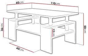 Konferenčný stolík CUBE 50x110 cm dub sonoma