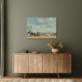 Sklenený obraz - Eugène Boudin, Beach  at Trouville, reprodukcia (70x50 cm)
