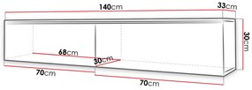 Televízna skrinka 140 cm WILLA D - dub wotan / lesklá biela