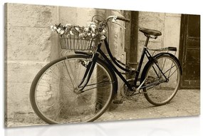 Obraz rustikálny bicykel v sépiovom prevedení - 90x60