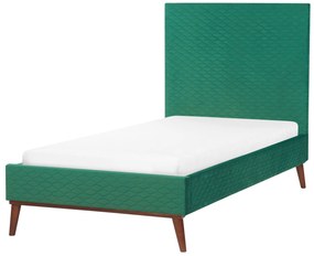 Zamatová posteľ 90 x 200 cm zelená BAYONNE Beliani
