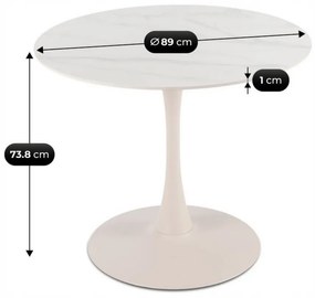 Stôl ALDO 90 cm biely/kašmírový