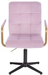 LuxuryForm DESIGN Stolička VERONA GOLD VELUR na čiernom kríži - levanduľa