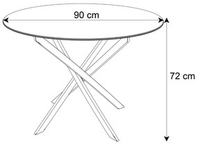 OKRÚHLY JEDÁLENSKÝ STÔL PASCAL CHRÓM + ČÍRE SKLO 90 cm