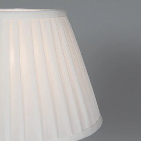 Retro stolná lampa mosadz s nariaseným tienidlom krémová 25 cm - Kaso