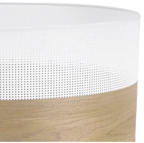 Závesné svietidlo Wood, 1x dýha zlatý dub/biele PVC tienidlo, (fi 35cm)