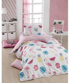 Bielo-ružové detské obliečky na jednolôžko 140x200 cm Kokteyl – Mijolnir