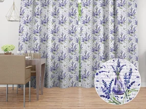 Biante Dekoračný záves PML-082 Vetvičky levandúľ s vázičkami 145x230 cm