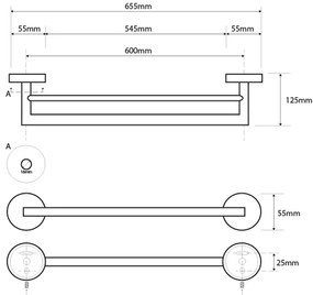 Sapho Sapho, X-STEEL držiak na uteráky dvojitý 655mm, brúsená nerez, XS403