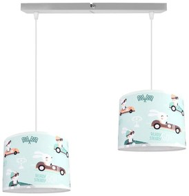 Detské závesné svietidlo Cone, 2x textilné tienidlo so vzorom (výber zo 6 farieb), (výber z 2 farieb konštrukcie)