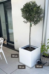 Kvetináč BLOCK, sklolaminát, 50x50x50 cm, biely mat