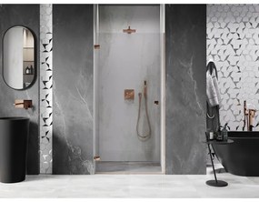 Mexen Lunar-B, Otočné ľavé sprchové dvere 95 cm, 8mm číre sklo, ružové zlato profil, 832-095-000-60-00-L