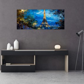 Obraz - Olejomaľba Eiffelovej veže (120x50 cm)