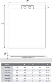 Roth Obdĺžniková sprchová vanička z liateho mramoru PRESTOL ROTH-Variant: rozmery: 120x90 cm, kryt sifónu: leštená nerez - (PRESTOL 1200x900 - 800030…