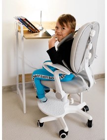 Detská rastúca stolička s podnožou ANAIS – sieťovina, plast, šedá / biela