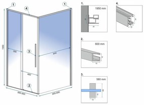 Rea Solar, sprchovací kút s posuvnými dverami 90(dvere) x 90(stena) x 195 cm, 6mm číre sklo, medený matný profil, REA-K9512