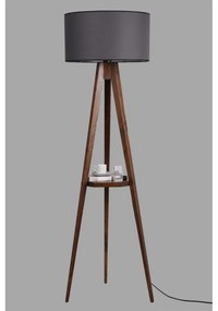 Čierno-hnedá stojacia lampa s textilným tienidlom (výška 176 cm) Sehbalı Tripod – Opviq lights
