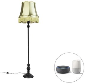 Inteligentná stojaca lampa čierna s tienidlom Granny zelená vrátane Wifi A60 - Classico