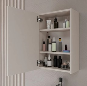 Závesná kúpeľňová skrinka so zrkadlom POLA 1DL kašmírová