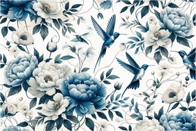 Obraz - Kolibríky s kvetmi (90x60 cm)