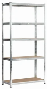 Kovový regál 90x40x180 cm strieborný