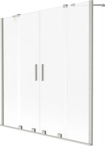 Mexen Velar Duo, 2-krídlová posuvná vaňová zástena 150 x 150 cm, 8mm sklo námraza, brúsená oceľ, 896-150-000-32-97