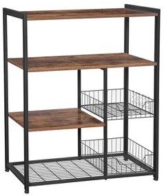 Policový regál do kuchyne MARGE hnedá/čierna