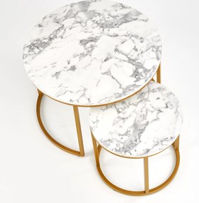 Konferenčný stolík PAULA - mramor/zlatý