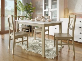 Jedálenský stôl so 4 stoličkami AL22, Morenie: biela - L, Farby nožičiek: sonoma