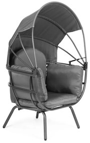 ZÁHRADNÉ KRESLO SO SKLADACOU STRIEŠKOU BAZIL ŠEDÉ