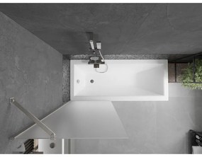 Mexen Next, 1-krídlová vaňová zástena 70 x 150 cm, 6mm sklo námraza, oceľová, 895-070-000-00-30-97