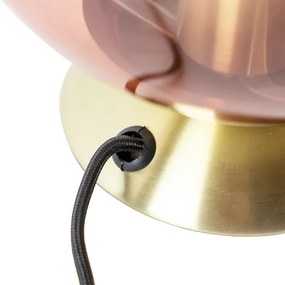 Stolná lampa v štýle Art Deco mosadz s ružovým sklom - Pallon