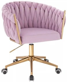 LuxuryForm DESIGN Kreslo NORDEN VELUR na zlatej podstave s kolieskami - levanduľa