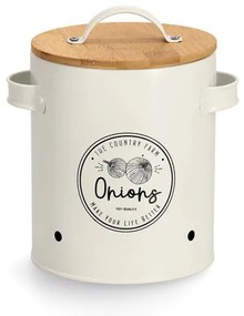 Zeller Present 2. akosť - Súprava 3 plechových dóz na cibuľu, cesnak a zemiaky s bambusovým viečkom FARM