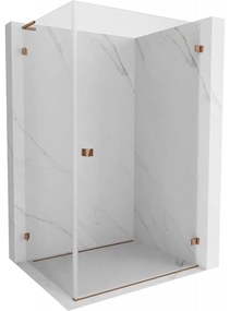 Mexen Lunar-B L výklopný sprchový kút pravý 95 x 90 cm, číre sklo, ružové zlato, 832L-095-090-60-00-P