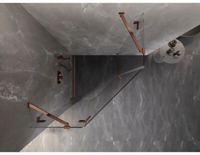 Mexen Lunar, Päťuholníkový sprchový kút Mexen Lunar s výklopným ľavým oknom 80 x 80 cm, 8mm číre sklo, profil ružové zlato, 831-080L-080P-60-00-L