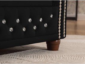 Čierna zamatová rozkladacia rohová pohovka (ľavý roh/do L) York Blik – Ropez