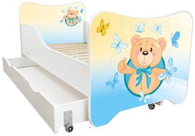 TOP BEDS Detská posteľ Happy Kitty 140x70 Malý medvedík so zásuvkou