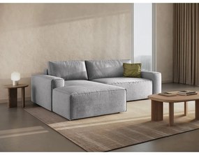 Svetlosivá rozkladacia rohová pohovka z textílie bouclé (ľavý roh) Jodie – Micadoni Home