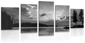 5-dielny obraz odraz horského jazera v čiernobielom prevedení Varianta: 200x100