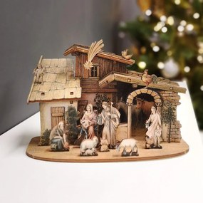 AMADEA Drevený skladací betlehem 3D 12 cm