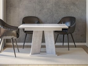 Rozkladací jedálenský stôl 120 cm Jeremias (lesk biely + betón) (pre 4-6 osôb). Vlastná spoľahlivá doprava až k Vám domov. 1105342