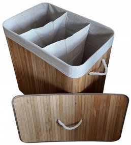 Bambusový kôš na bielizeň – 3 komory, 150 l čierna