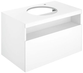 KEUCO Stageline závesná skrinka pod umývadlo na dosku, otvor vpravo, 1 zásuvka + 1 priehradka, 800 x 490 x 549 mm, biela, 32865300000
